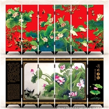 小屏风仿古漆器*时尚外事礼品*荷塘情趣