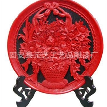 厂家批发创意工艺品10寸花篮盘贝雕漆器