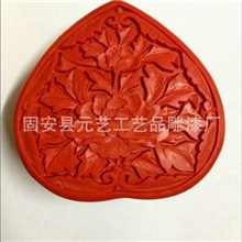 生产供应4.5寸桃心盒雕漆首饰盒