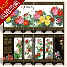 仿古漆器仿古小屏风装饰摆件中国特色礼品花开富贵