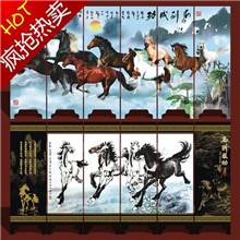 漆器仿古小屏风工艺品摆件家居装饰品特色礼品送老外马到成功图