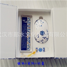 批发无线光电青花鼠标青花瓷工艺品商务套装鼠标厂家