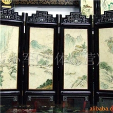 [漆器屏风]彩绘山水(传统手工艺产品)