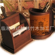 厂家热销创意文具办公用品竹简扁型多功能笔筒