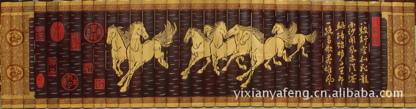 【雅风阁】竹简批发厂家直销大竹简底纹刻花边八骏图