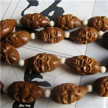 橄榄核雕单面雕十八罗汉项链长串