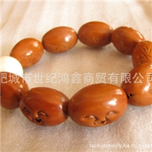 橄榄核雕创意佛珠手链知足常乐核雕手串