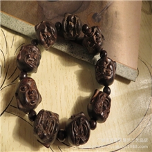 沉香十八罗汉雕佛珠手串双面雕十八罗汉