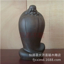 厂家直销黑檀弥勒佛五福勒佛像木雕摆件红木工艺商务礼品摆件