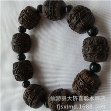厂家直销越南红土沉香木黑檀木皮黑一生平安黑檀手串批发