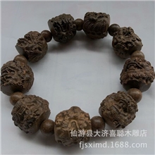 厂家直销越南红土沉香木黑檀木皮黑貔貅手串黑檀手串批发