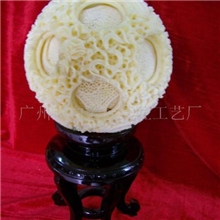 供应精工像牙工艺品19.5高红木座球/名贵礼品/收藏品/骨雕工艺品