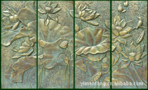 浮雕版画艺术浮雕欧式雕塑荷花浮雕