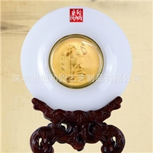 供应玉石工艺品-（马到成功）玉盘-商务礼品