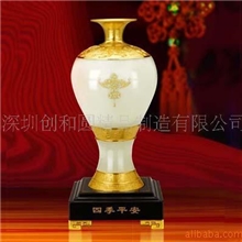 供应琉璃工艺品（四季平安）花瓶，合金白琉璃摆件