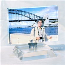 水晶魔方旋转立方体影像制作相框生日礼物内雕摆台