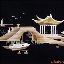 手工艺品麦杆画芦苇画画芯批发观楼亭榭