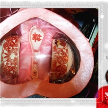鑫盛礼品，婚庆礼品，婚庆双碗，陶瓷剪纸图案，粉色漂亮外盒