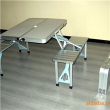 供应厂家直供铝合金连体折叠桌椅，野餐桌，出口产品，物美价廉