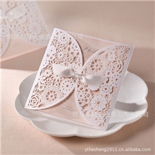 蝴蝶结对开精细镂空浪漫婚礼请帖2013年爆款新品BH2065