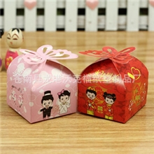 新款纸质蝴蝶喜糖包装盒子,婚庆回礼包装盒，永结同心喜糖盒