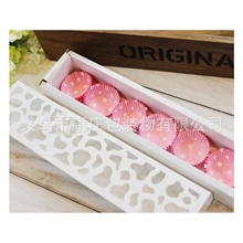 韩国烘焙包装喜饼白色长条镂空马卡龙盒西点盒巧克力盒