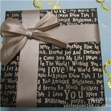 厂家批发方形简约高档黑色字母银色蝴蝶结绑带巧克力包装盒9粒装