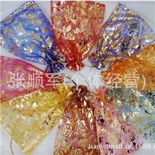 现货烫金玫瑰纱袋.礼品纱袋首饰珠宝袋化妆品袋厂家直销颜色齐全
