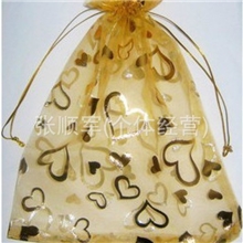 烫金桃心形纱袋10*12礼品包装袋首饰袋/喜糖喜蛋袋/糖果袋