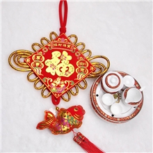 高档精品植绒布高发泡烫金工艺板结中国结批发公司采购赠品