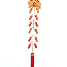 红色福字双鱼吉祥结带鞭炮中国结招财进宝喜庆节日挂饰