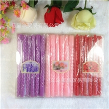 12只装螺纹蜡烛烛台杆蜡紫色红色粉色奶白色可选