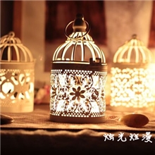 厂家直销欧式田园小鸟笼型铁艺风灯生日礼物婚庆道具烛台