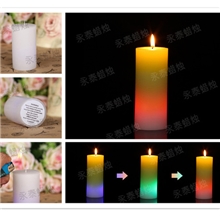 LED七彩小柱形变色无味工艺蜡烛个性闪光环保蜡烛厂家直销