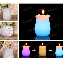 LED郁金香定制变色香味婚礼蜡烛无烟无味发光节庆电子七彩灯