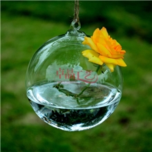 悬挂式圆形玻璃花瓶创意玻璃吊球水培花器透明家居装饰婚庆道具
