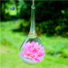透明悬挂式水滴球形玻璃花瓶创意玻璃吊球水培花器婚庆家居装饰