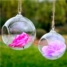 悬挂式玻璃花瓶开口吊球形花瓶透明装饰花器家居婚庆现场布置