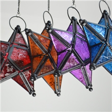 欧式铁艺玻璃五角星摩洛哥风灯烛台软装家居装饰饰品摆件生日礼物