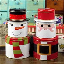 zakka杂货铁皮盒创意叠叠组合，雪人&圣诞老人收纳盒热销