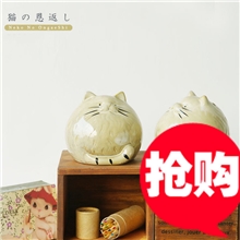 狂销5年！原价13.2热销1500个彩绘窑变伊贺猫咪存钱罐陶瓷工艺品