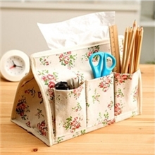 zakka日单棉麻布艺田园碎花6兜多功能收纳盒/纸巾盒防潮纸巾套