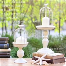 批发家饰摆件铁艺蜡烛烛台布拉肯带底座花鸟烛台
