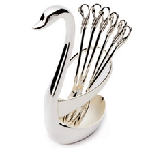 天鹅时尚创意不锈钢水果叉子水果签套装餐具勺子创意新款时尚