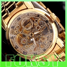 MCE系列WINNER男士金色钢带全透镂空机械手腕表欧美热销爆款