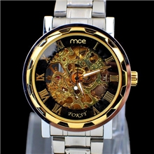 MCE爆款热销黑色镂空全自动男士机械爆款手表不锈钢低价热卖