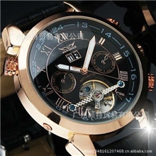 JARGAR热销新款时尚全自动机械表飞轮镂空多功能男表六针