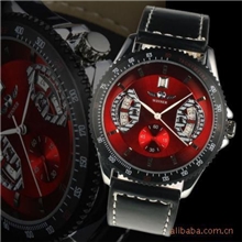 winner时尚背透自动机械表男士运动表皮革表带腕表礼品表手表A377