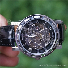 男士手表时尚镂空winner半自动机械表【2013年新款外贸表】天逸表