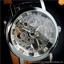 Ebay热销Winner正品男士镂空手动机械表运动休闲表一件起批